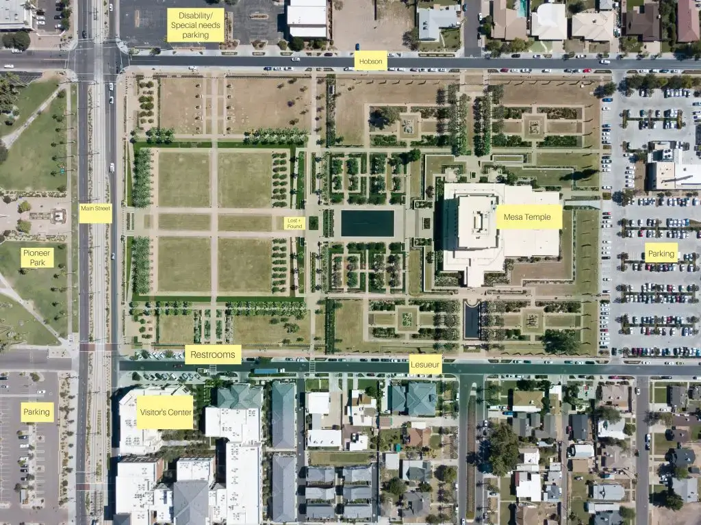 亚利桑那州梅萨圣殿周边地区的区域地图。