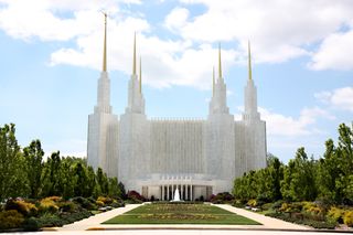 Front Profile of the Washington DC Mormon Temple & Visitors Center